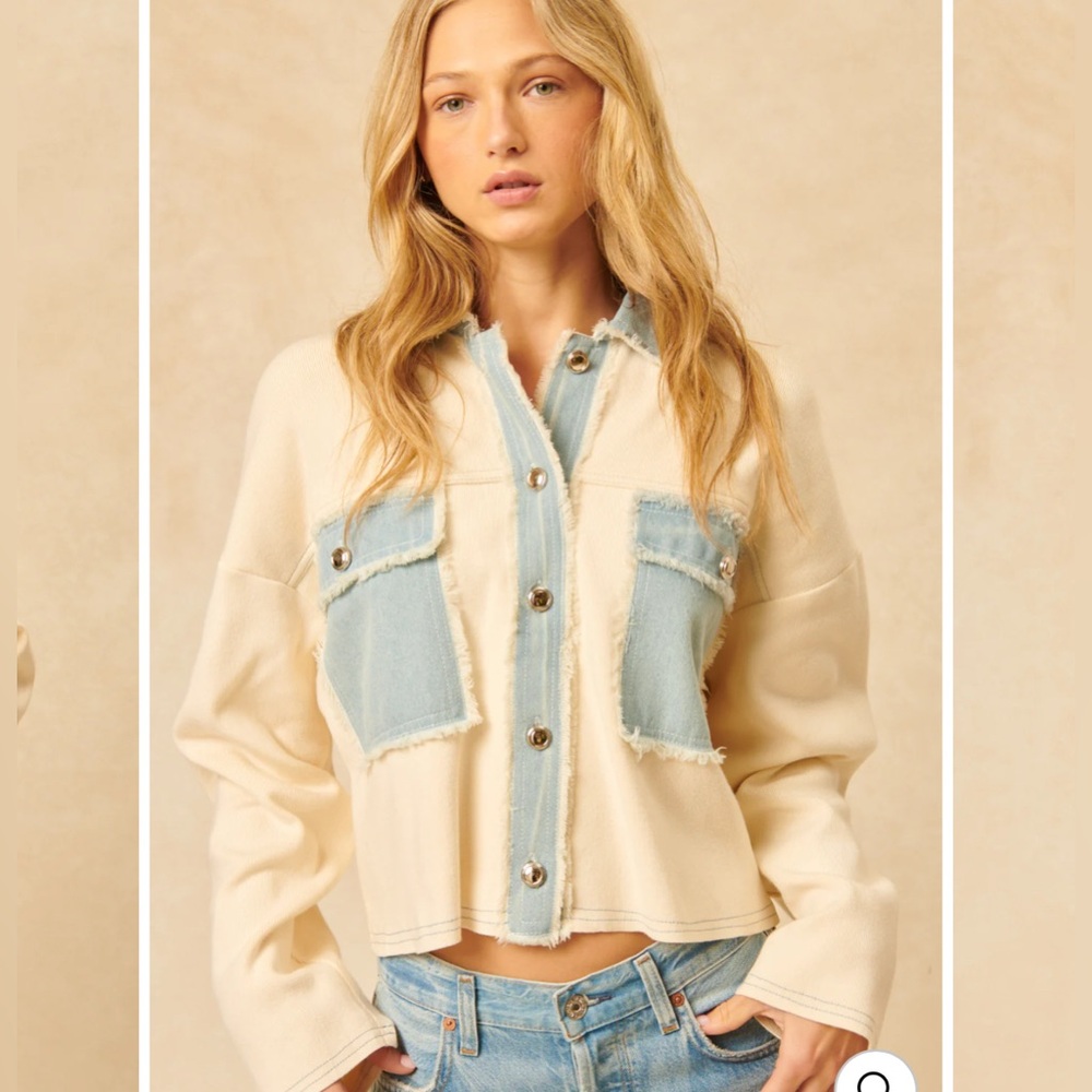Anthropologie John + Jenn Oversized Cropped Jacket S/P